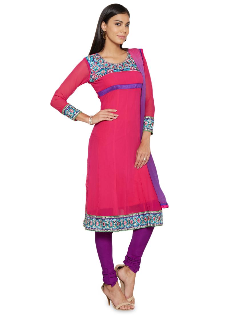 embroidered unstitched churidar suit - 17563211 - Zoom Image - 2