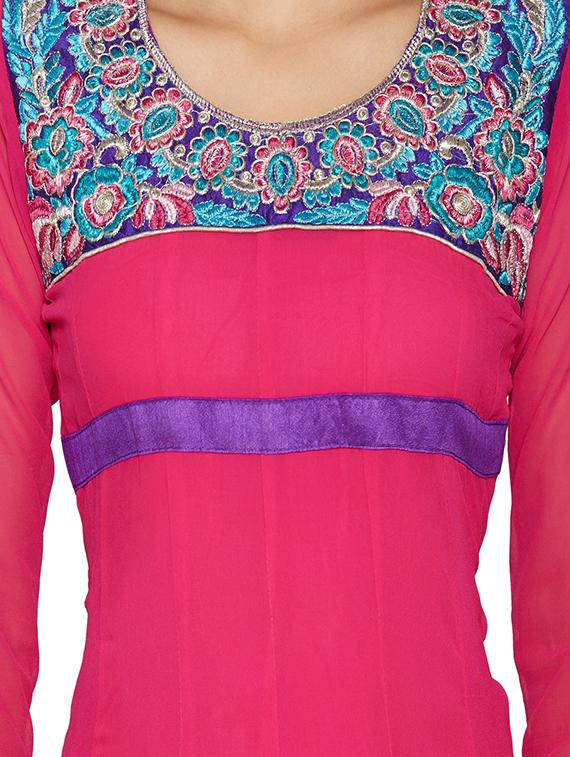 embroidered unstitched churidar suit - 17563211 - Zoom Image - 4