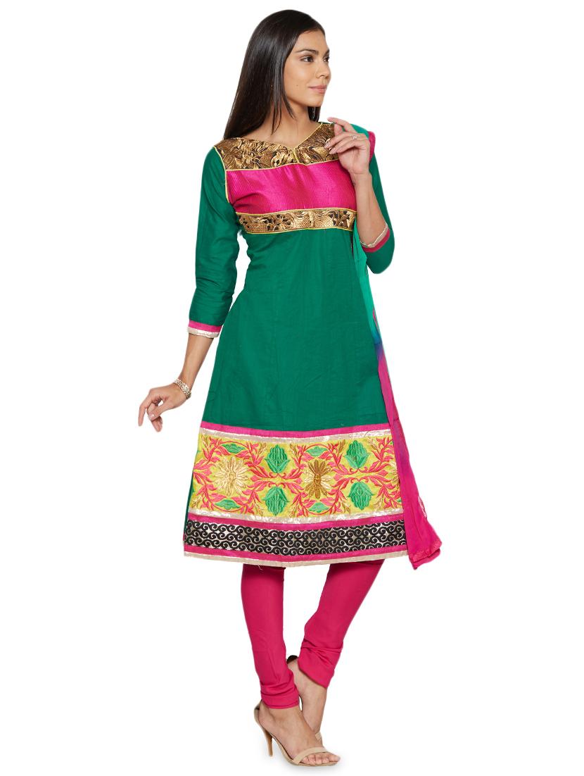embroidered unstitched churidar suit - 17563212 - Zoom Image - 2