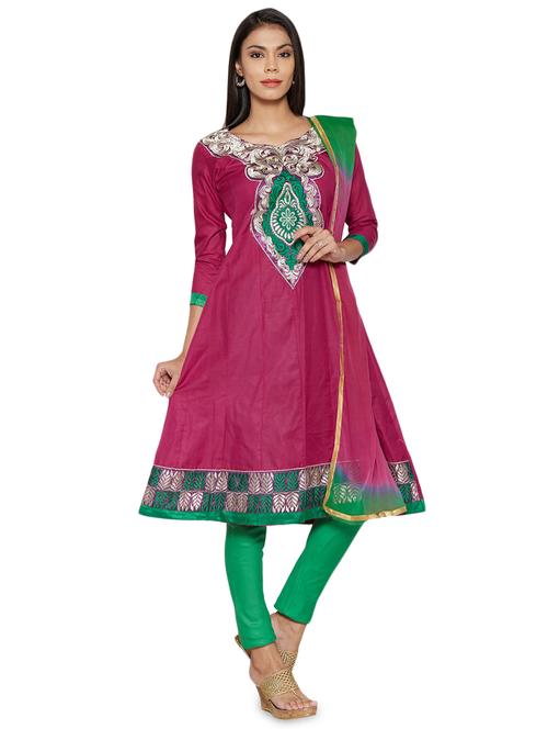embroidered unstitched churidar suit - 17563213 - Standard Image - 1
