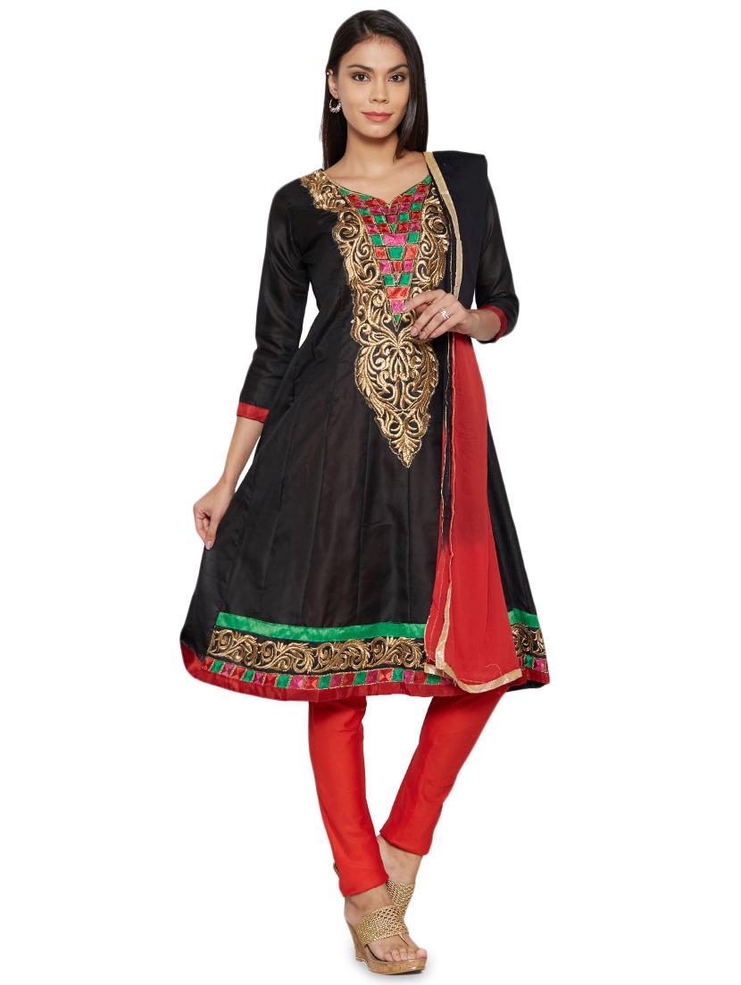 embroidered unstitched churidar suit - 17563214 - Zoom Image - 1