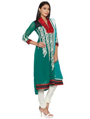 embroidered unstitched churidar suit - 17563216 - Standard Image - 2