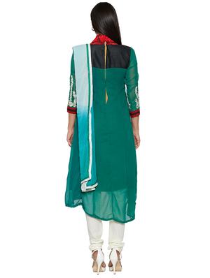 embroidered unstitched churidar suit - 17563216 - Standard Image - 3