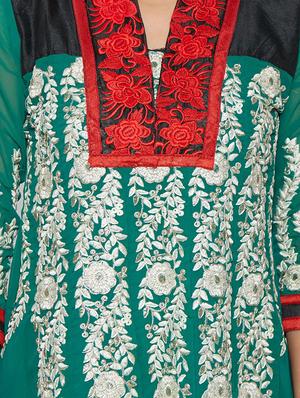 embroidered unstitched churidar suit - 17563216 - Standard Image - 4