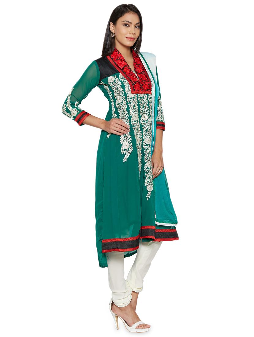 embroidered unstitched churidar suit - 17563216 - Zoom Image - 2