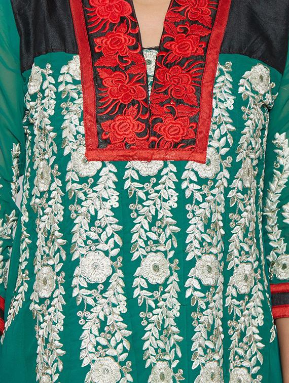 embroidered unstitched churidar suit - 17563216 - Zoom Image - 4