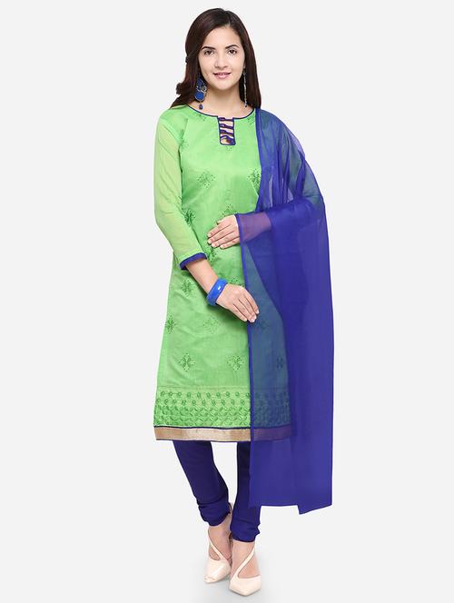 embroidered unstitched churidar suit - 17563220 - Standard Image - 1