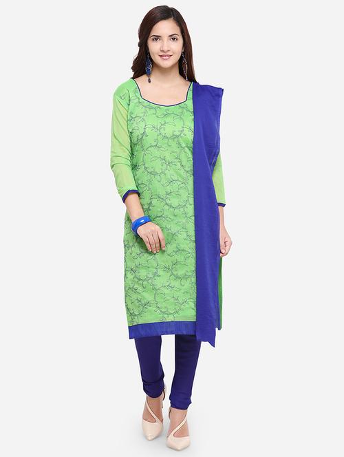 embroidered unstitched churidar suit - 17563221 - Standard Image - 1