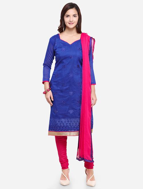 embroidered unstitched churidar suit - 17563223 - Standard Image - 1