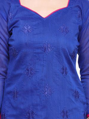 embroidered unstitched churidar suit - 17563223 - Standard Image - 4
