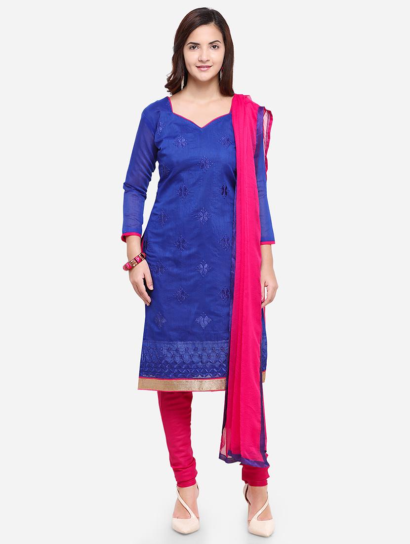 embroidered unstitched churidar suit - 17563223 - Zoom Image - 1