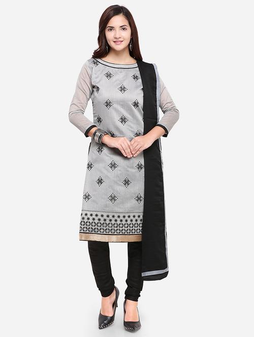 embroidered unstitched churidar suit - 17563225 - Standard Image - 1