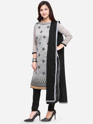 embroidered unstitched churidar suit - 17563225 - Standard Image - 2