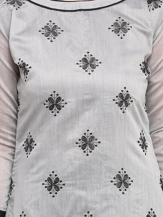 embroidered unstitched churidar suit - 17563225 - Zoom Image - 4