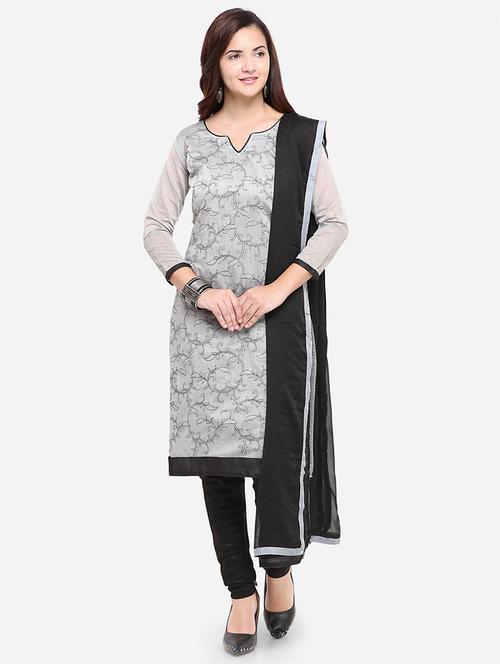 embroidered unstitched churidar suit - 17563226 - Standard Image - 1
