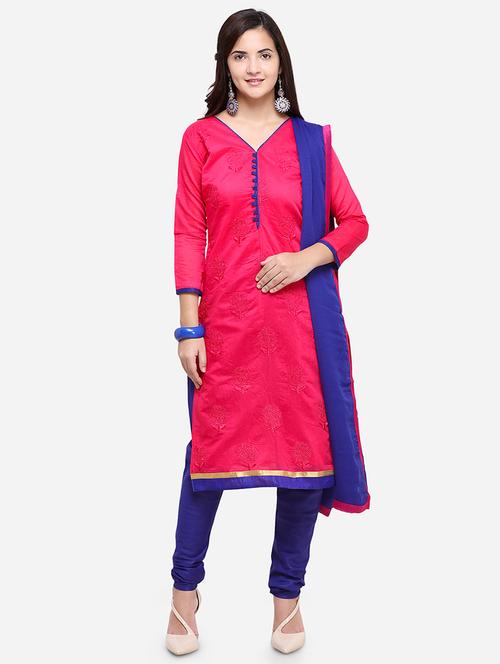 embroidered unstitched churidar suit - 17563228 - Standard Image - 1