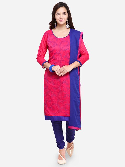 embroidered unstitched churidar suit - 17563229 - Standard Image - 1