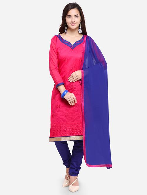 embroidered unstitched churidar suit - 17563230 - Standard Image - 1
