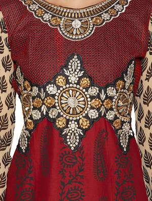 embroidered unstitched churidar suit - 17563240 - Standard Image - 4