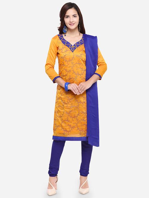 embroidered unstitched churidar suit - 17563241 - Standard Image - 1