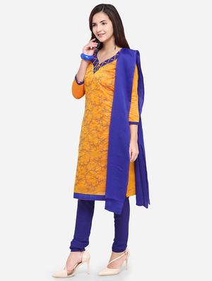 embroidered unstitched churidar suit - 17563241 - Standard Image - 2