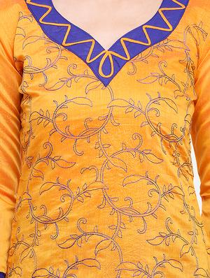 embroidered unstitched churidar suit - 17563241 - Standard Image - 4