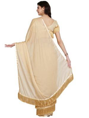 lace detailed solid saree with blouse - 17563288 - Standard Image - 2