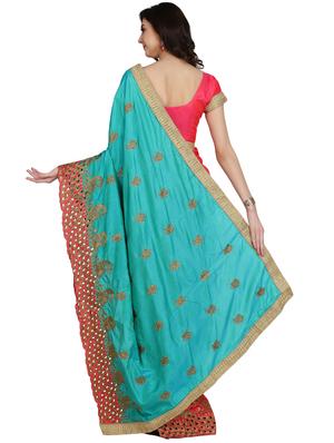 embroidered half & half saree with blouse - 17563290 - Standard Image - 2