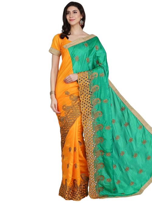 embroidered half & half saree with blouse - 17563295 - Standard Image - 1