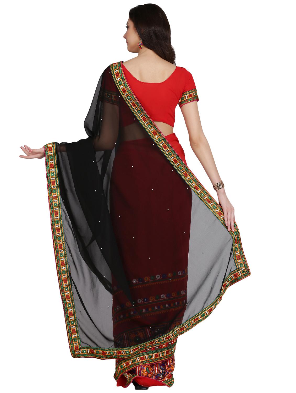 embroidered half & half saree with blouse - 17563304 - Zoom Image - 2