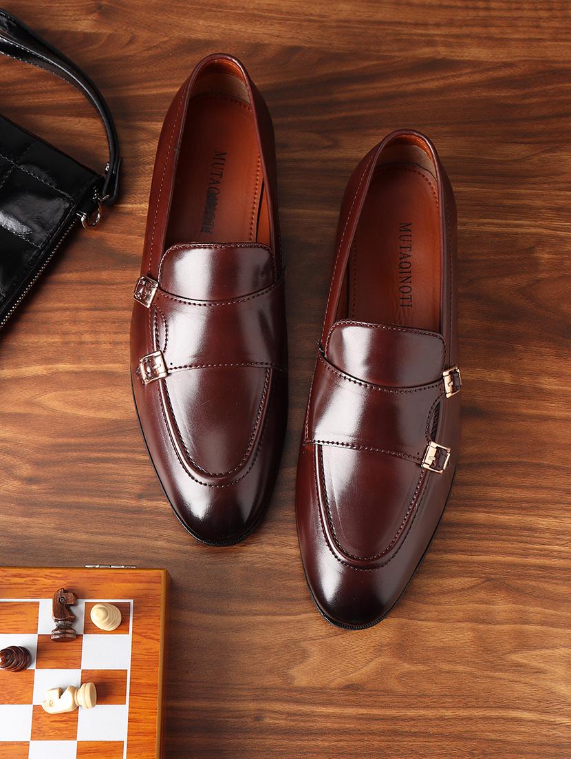 brown patent leather slip on loafers - 17563336 - Zoom Image - 1