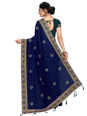 solid bordered saree with blouse - 17563393 - Standard Image - 2
