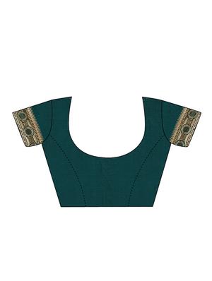 solid bordered saree with blouse - 17563393 - Standard Image - 3