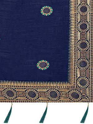 solid bordered saree with blouse - 17563393 - Standard Image - 4