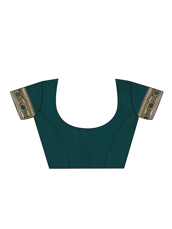 solid bordered saree with blouse - 17563393 - Zoom Image - 3