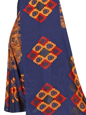 abstract printed saree with blouse - 17563676 - Standard Image - 3