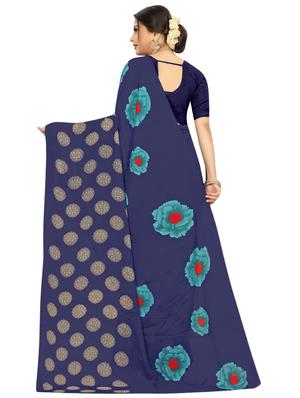 floral printed saree with blouse - 17563802 - Standard Image - 2