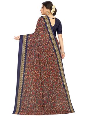 floral printed saree with blouse - 17563809 - Standard Image - 2
