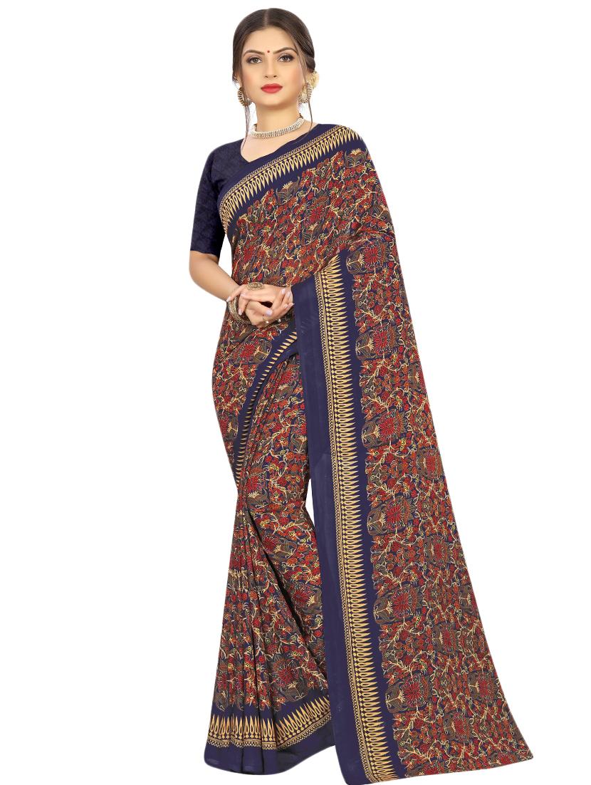 floral printed saree with blouse - 17563809 - Zoom Image - 1