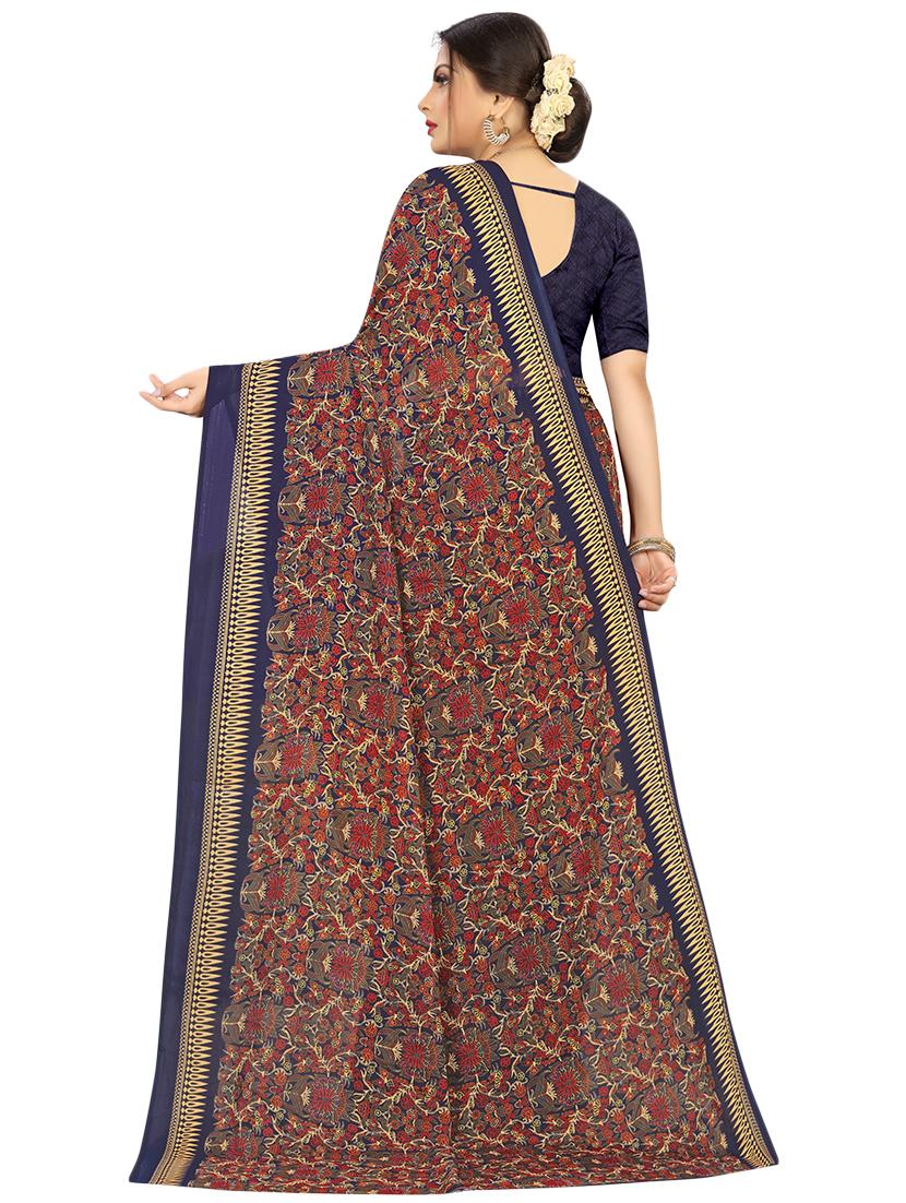floral printed saree with blouse - 17563809 - Zoom Image - 2