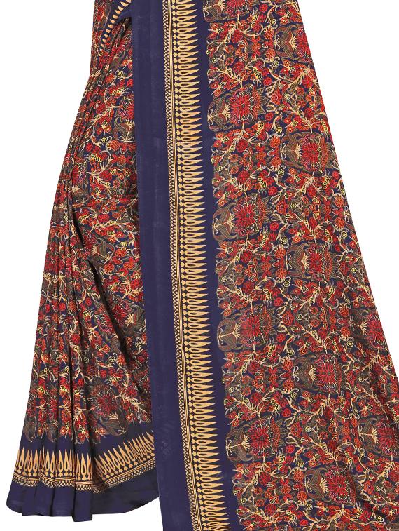 floral printed saree with blouse - 17563809 - Zoom Image - 3
