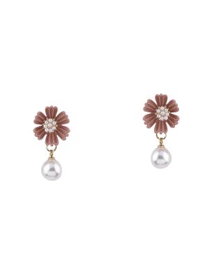 pink metal drop earring - 17563864 - Standard Image - 2