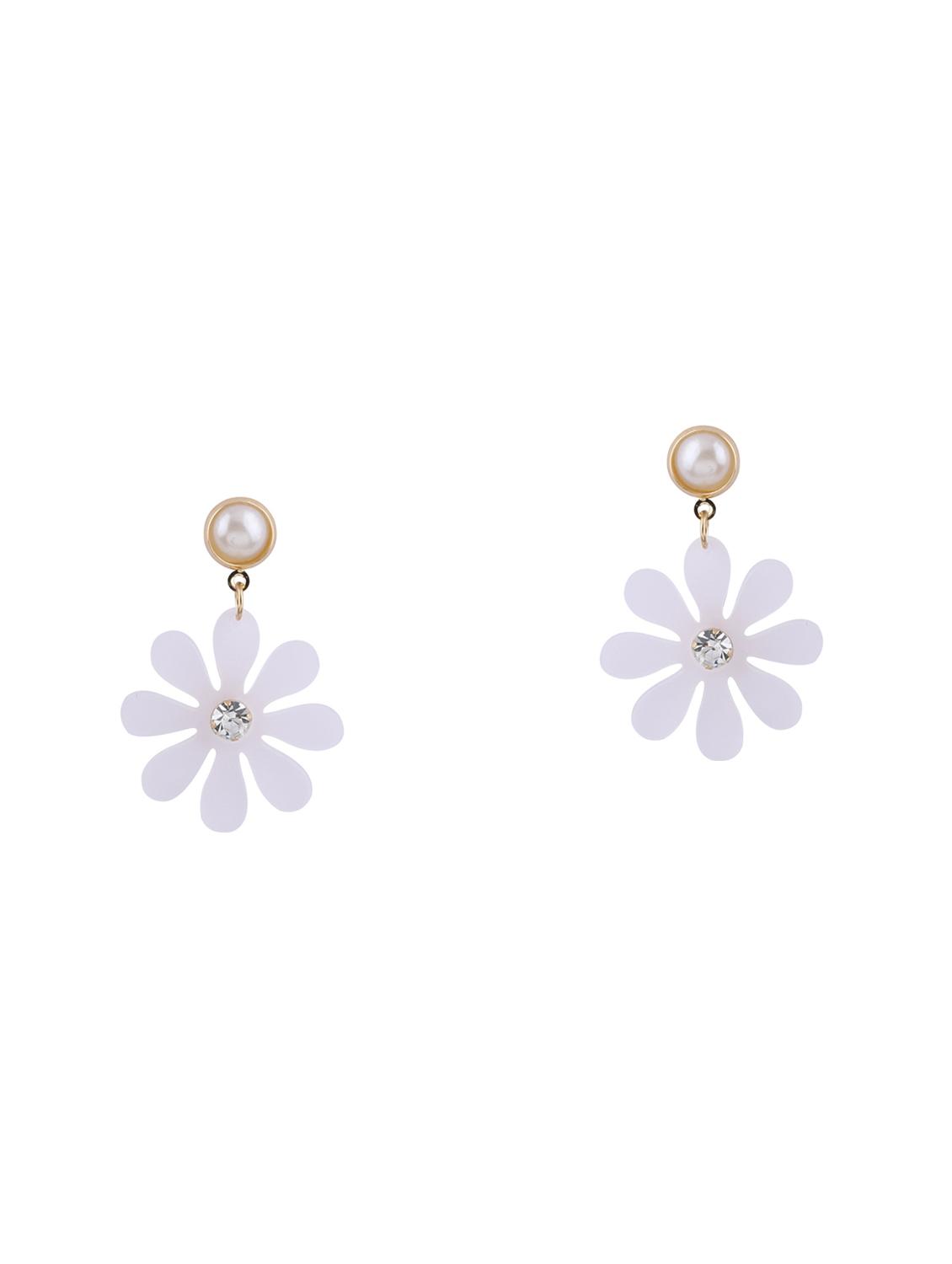 white metal drop earring - 17563872 - Zoom Image - 2