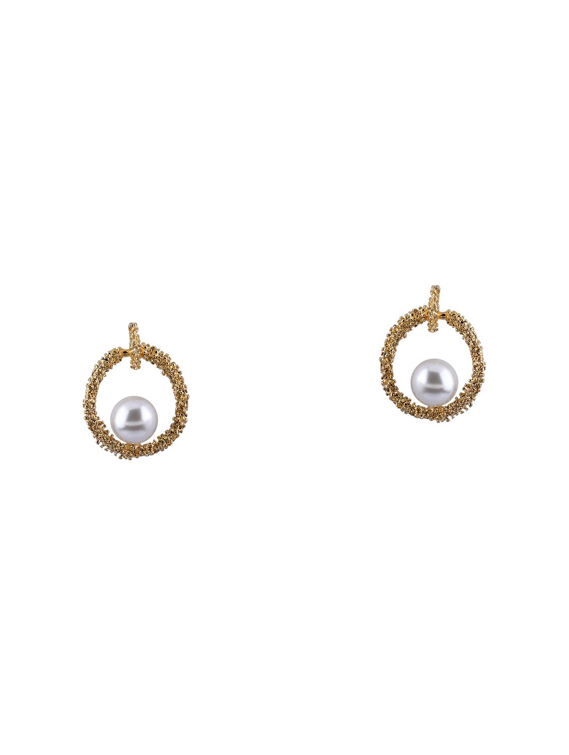 gold metal drop earring - 17563884 - Zoom Image - 2