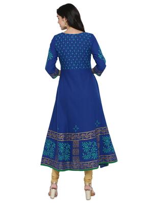block print flared kurta - 17564496 - Standard Image - 3