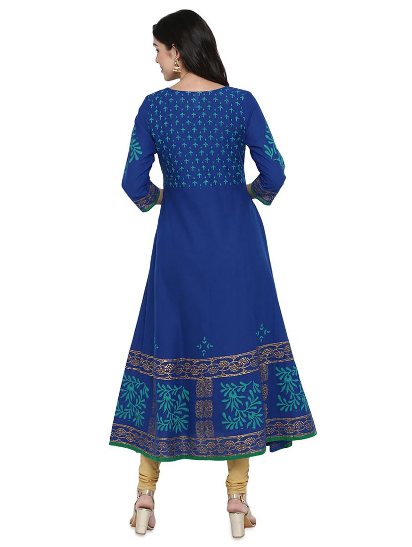block print flared kurta - 17564496 - Zoom Image - 3