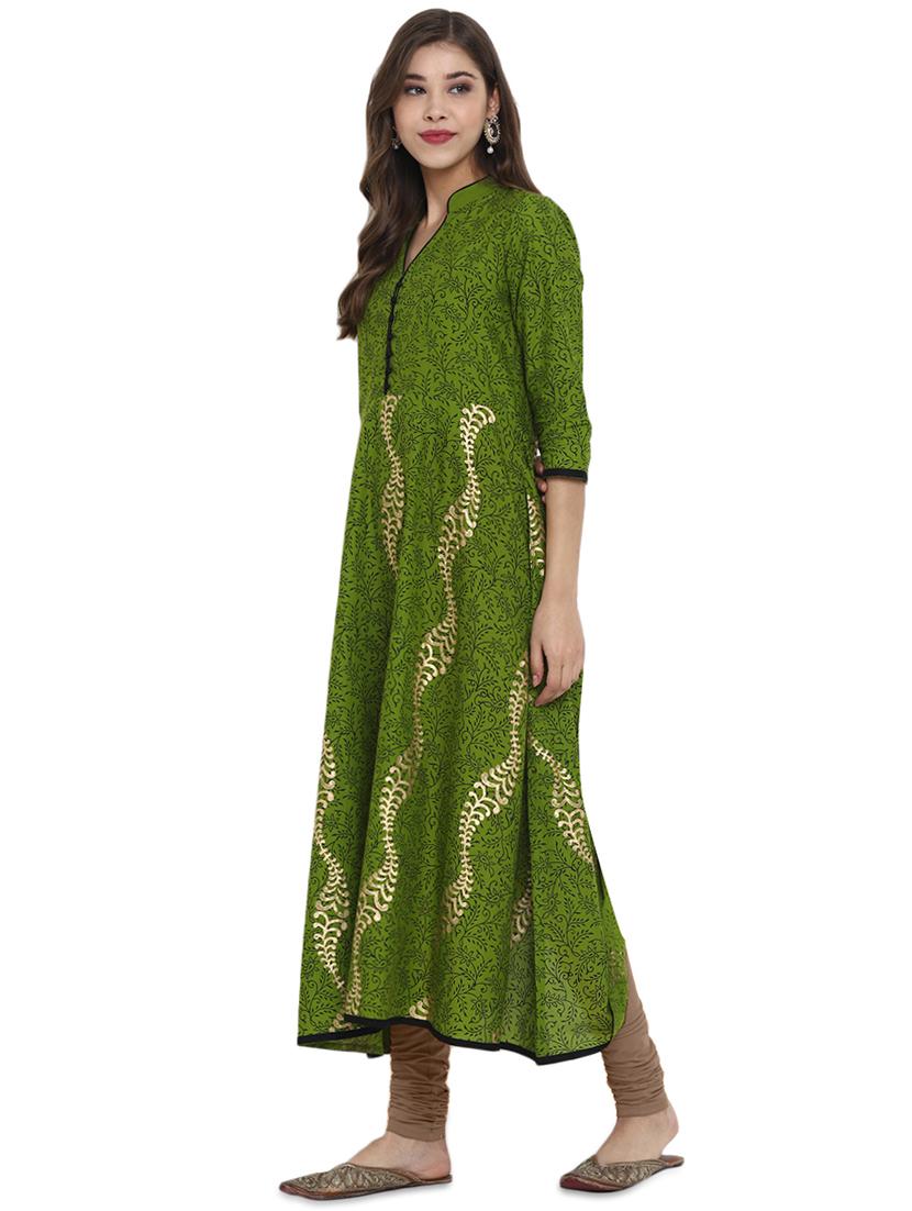 block print flared kurta - 17564497 - Zoom Image - 2