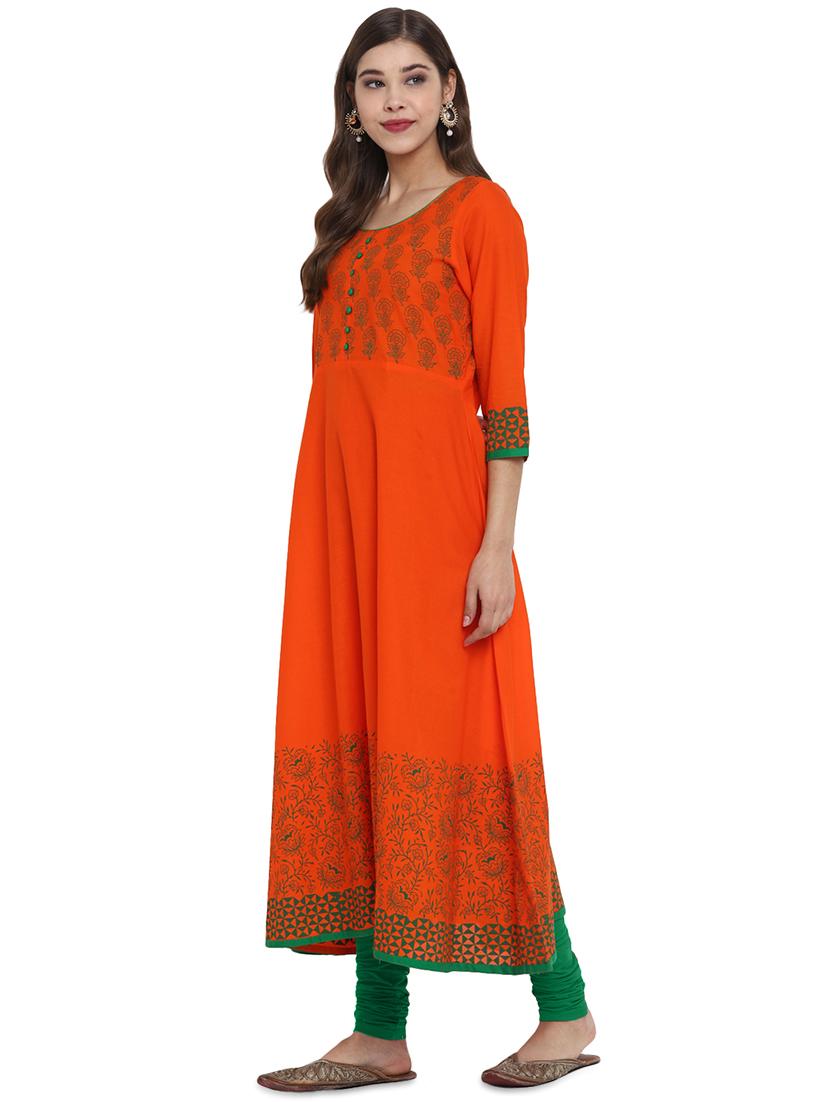 block print flared kurta - 17564499 - Zoom Image - 2