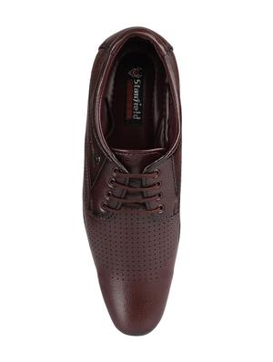 brown synthetic & mesh laceup derbies - 17564505 - Standard Image - 4