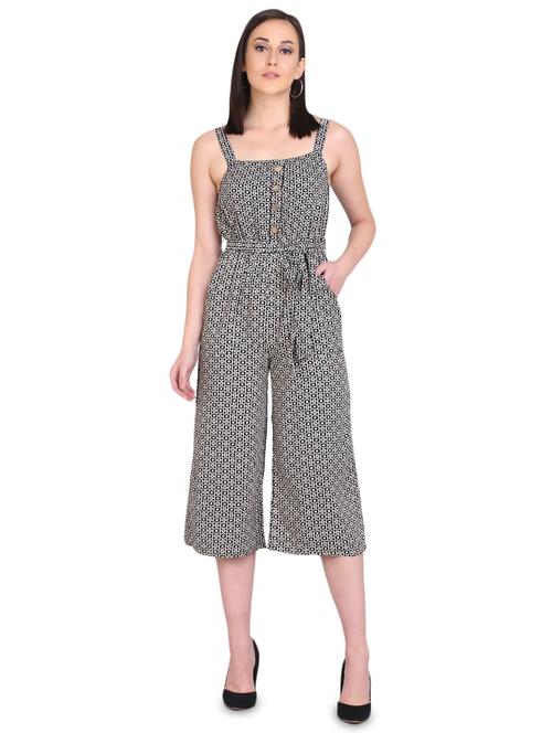 tie front 3/4th jumpsuit - 17564522 - Standard Image - 1